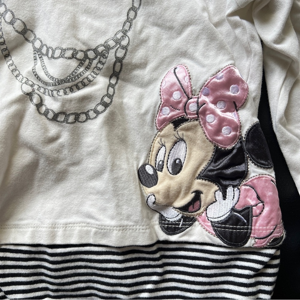 Disney Baby Minnie Mouse Long Sleeve Striped Mock Neck Graphic Shirt Y2K - Picture 3 of 10